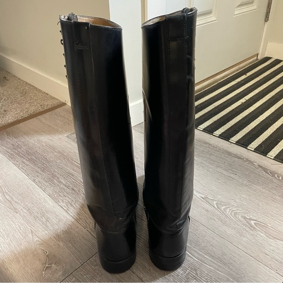 Police Patrol Tall Leather Lace Up Motorcycle Moto Equestrian Boots Mens Size 9 - Picture 7 of 11